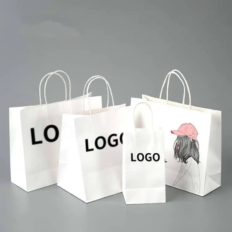 Eco-friendly recyclable cheap twist handle square bottom paper bag custom logo food paper bag packaging