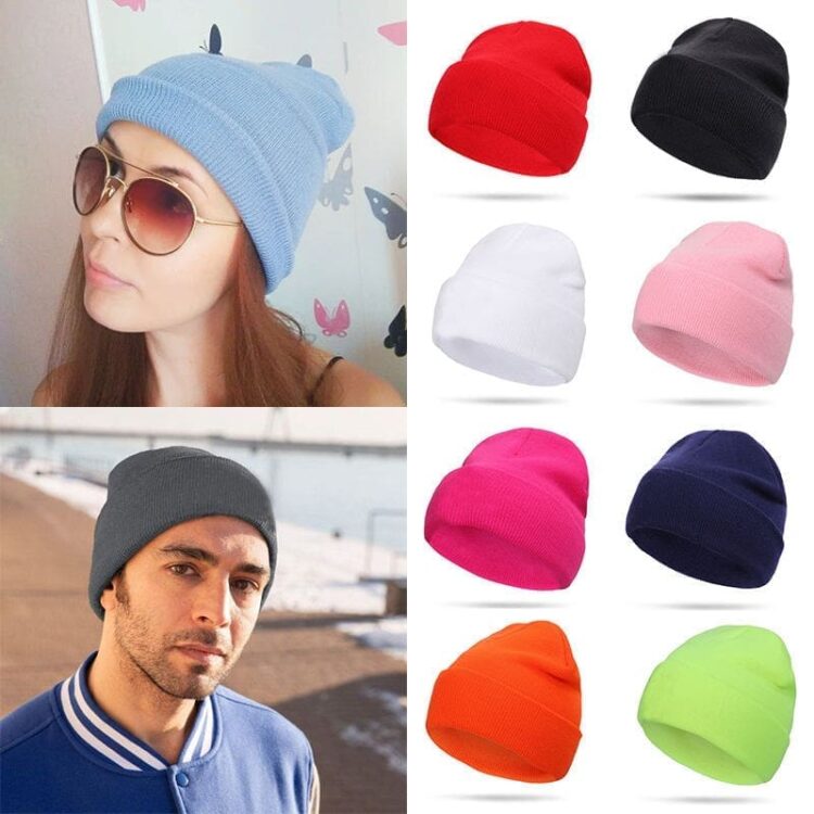 Candy 60 colors beanies manufacturer custom logo embroidery winter knit hats beanie