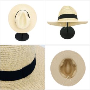 Wholesale custom logo womens mens wide brim panama straw hats fedora summer fishing beach sun hats upf straw hat for women