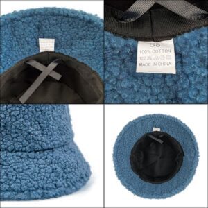 Factory direct selling solid color lamb wool warm keep winter bucket hat caps for men women