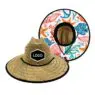 Wholesale summer spring outdoor men's women flower lifeguard sun-proof big brim straw beach hats with custom logo