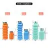 Factory travel portable hiking accordion bottle rainbow collapsible sports water bottle reusable silicone folding water bottle