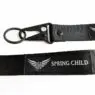 Customized polyester short lanyard keychain wristlet woven logo black eagle hook wrist lanyard