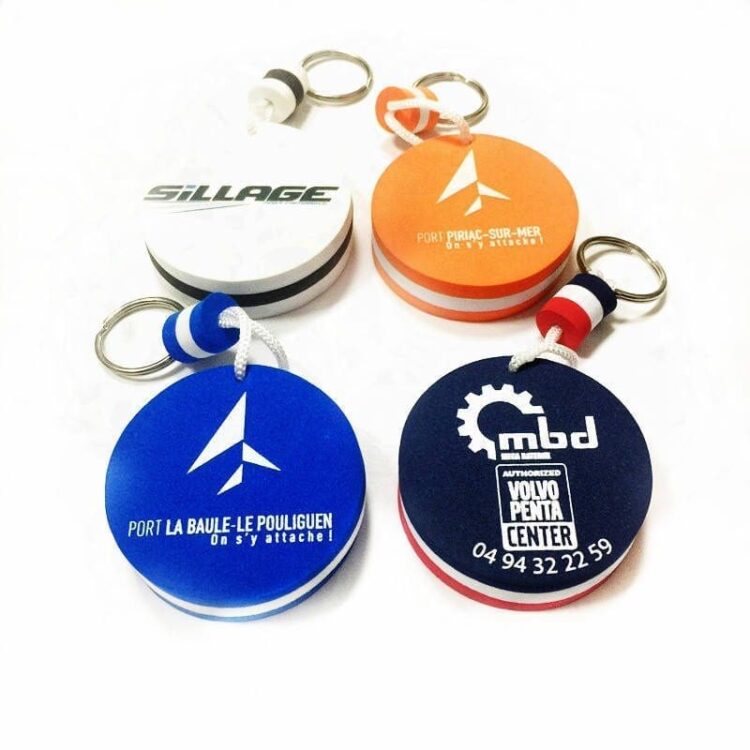 Custom logo shape cylindrical printed logo boat key chain eva materia nautical foam floating keychain