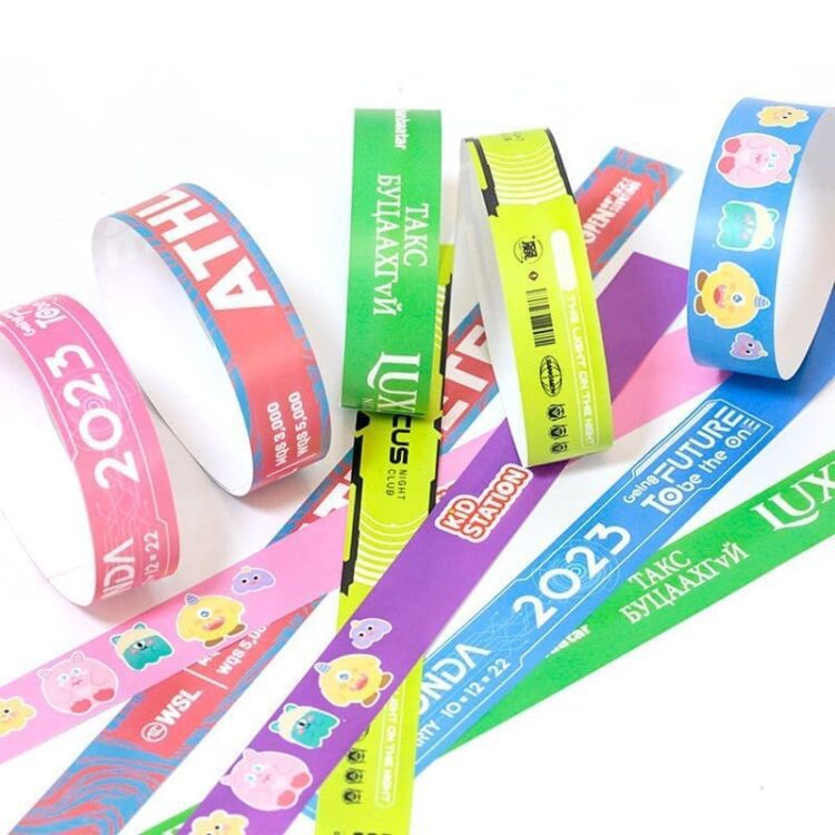 Personalized customization colorful tyvek paper blank wristband tyvek bracelet for party activity