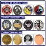 Free sample gold silver commemorative coins enamel souvenir zinc alloy metal coin custom 3d brass metal engraved challenge coin