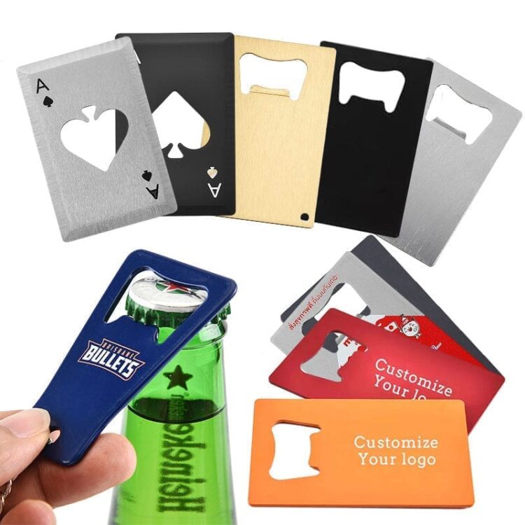 Custom bottle opener engraved laser logo black bar blade flat beer opener stainless steel sublimation blank bottle opener blanks
