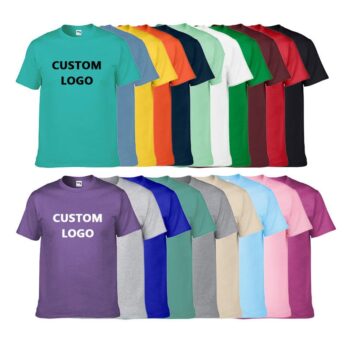Custom brand dtg heat transfer silk screen printing 210gsm heavyweight 100% cotton thick collar 13 color t shirt for men
