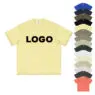 Custom logo 100% cotton polyester 305gsm heavyweight drop shoulder oversized heat transfer dtg screen printed t shirt