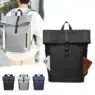 Custom men's roll top laptop school 2024 backpack travel waterproof leather college bag rolling outdoor casual sports backpack