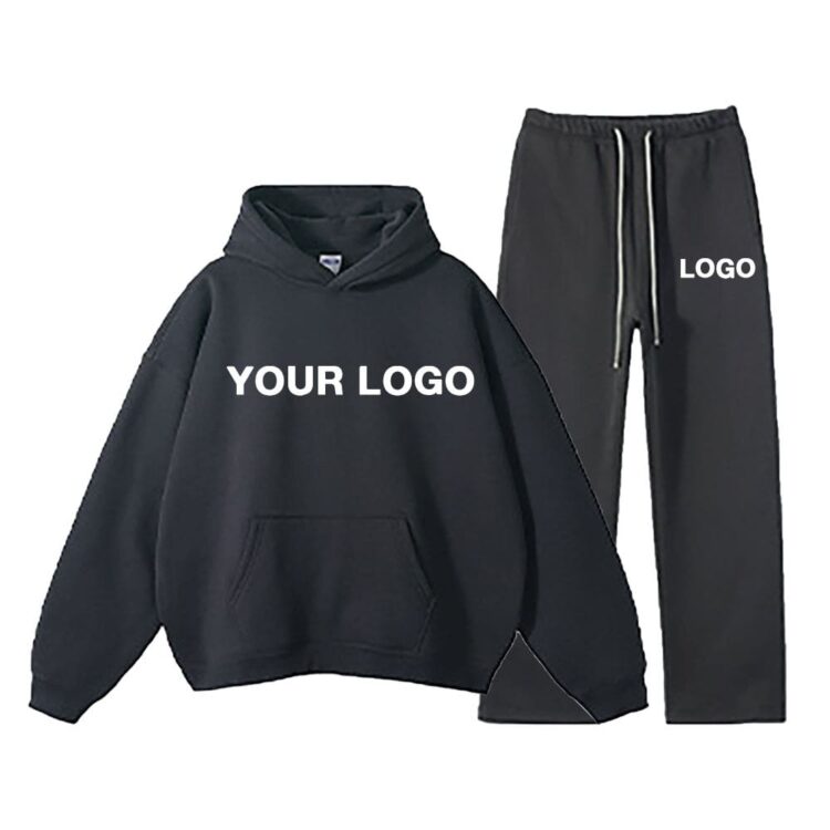 Custom embroidered dtg silk screen printed heavyweight 350gsm oversized streetwear men hoodies jogger tracksuit set