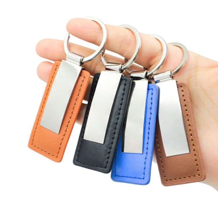 Leather keychain custom logo stainless steel luxury designer key chain keyring key ring luxury laser logo car keychain