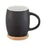 Custom logo printed 14 oz classic c handle mugs 15 oz hearth ceramic mug with wood lid/coaster