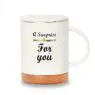 Custom handmade good lucky to you ceramic coffee mug with wooden splice bottom