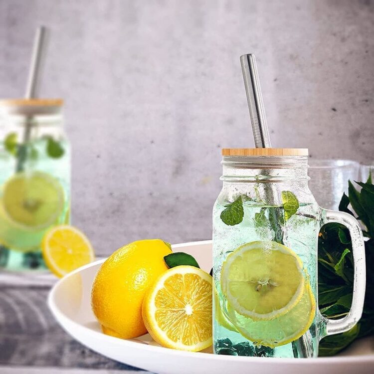 Amazons hot sell customize logo glass tumbler boba cup with bamboo lid and straws glass beer can glass iced coffee glasses mugs
