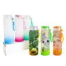 Wholesale creative 17oz 500ml gradient color glass drinking bottle sublimation frosted glass water bottle