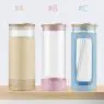 Glass tumbler water bottle with straw and lid, wide mouth smoothie cups, iced coffee cup tea silicone protective sleeve