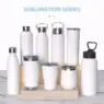 Narrow mouth thermo double wall vacuum insulated custom stainless steel drinking sports water bottle flask with bamboo lid