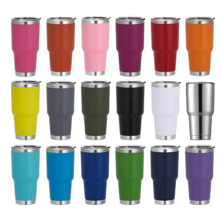 Factory directly powder coated tumbler custom logo 20 oz 30oz double wall vacuum blank stainless steel coffee travel mug