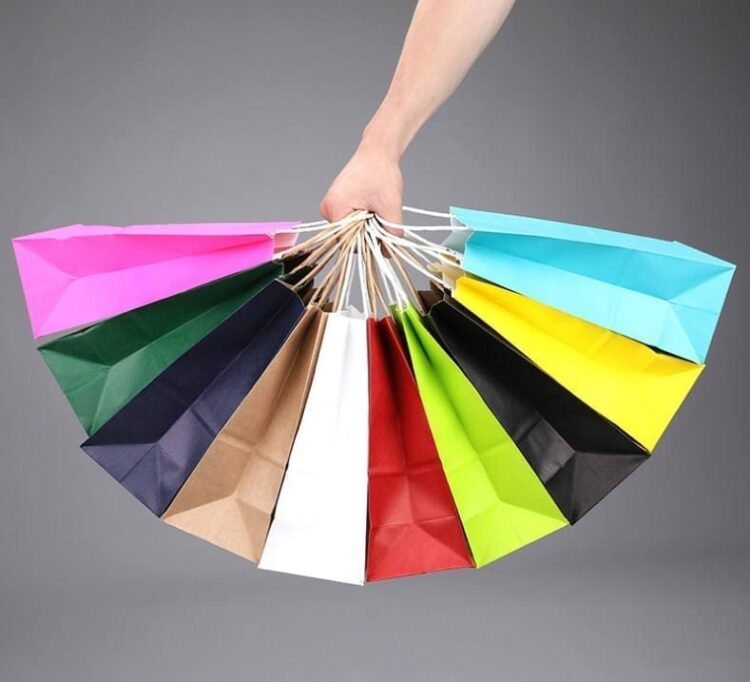 Eco-friendly recyclable cheap twist handle square bottom paper bag custom logo food paper bag packaging