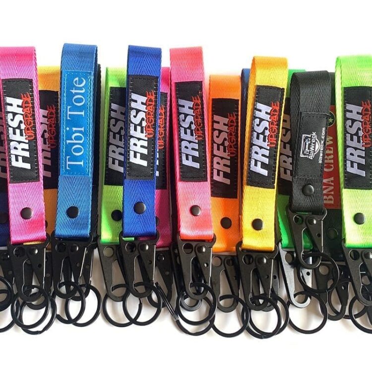 Custom logo colors wrist strap keychain lanyard red green short lanyard keychain for motorcycle brands