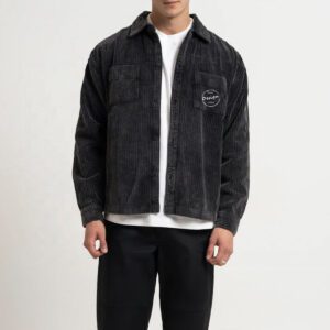 Autumn mens oversize long sleeve corduroy fabric jacket men winter heavy weight jacket custom embroidery logo