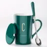 Creative personality alphabet ceramics mark cup with cover spoon couple's customizable logo coffee milk mug