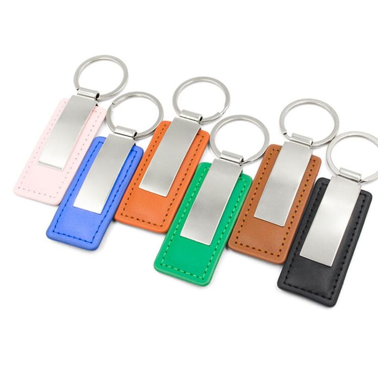 Leather keychain custom logo stainless steel luxury designer key chain keyring key ring luxury laser logo car keychain