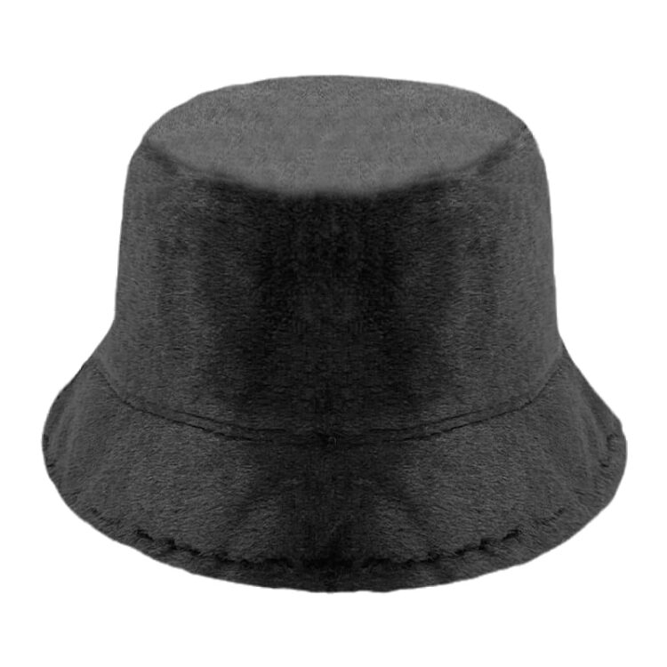 Outdoor warm winter high quality soft furry fisherman cap winter cow faux fur fluffy bucket hats