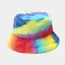 5 colors printed warm plush fuzzy fisherman hat wholesale women winter faux rabbit fur bucket tie die hat