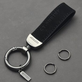 Customized promotional car leather keychain pu leather keyring for man gifr