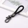 Hand woven rope keychain for men women rotatable luxury leather rope key chains horseshoe buckle car key ring holder accessories