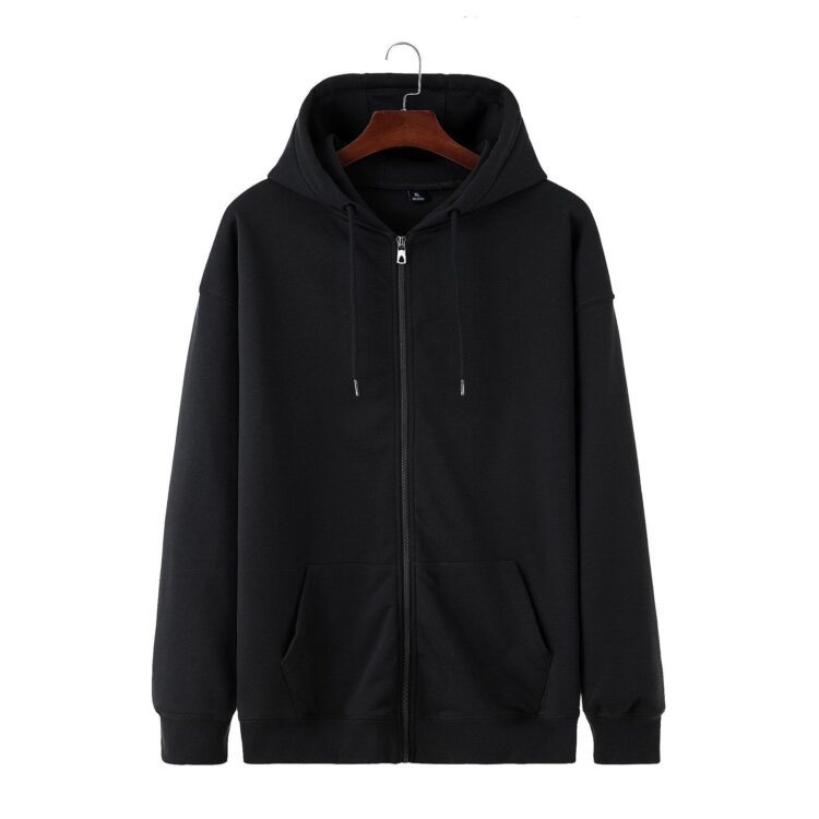 330gsm unisex plain zip up hoodie zipper french terry men's jackets puff print zip up puff print hoodie