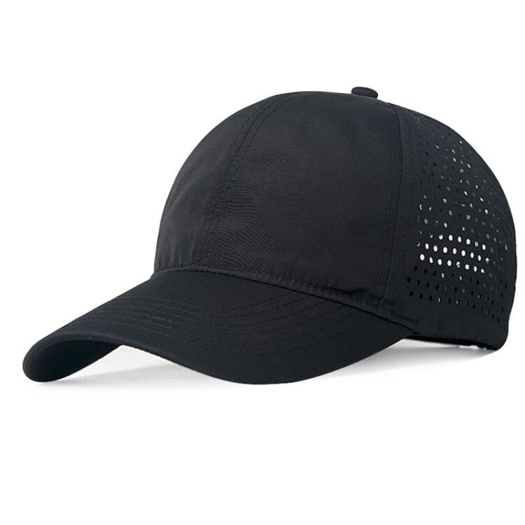 Oem custom 6 panels water resistant laser cut drilled hole baseball cap
