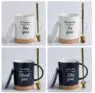 Custom handmade good lucky to you ceramic coffee mug with wooden splice bottom