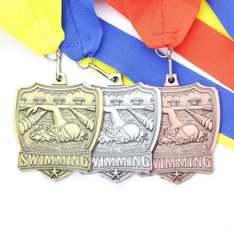 Manufacturer free design custom synchronized swimming kids club metal medals sports ocean medals