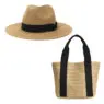 Custom logo women summer travel fedora hat and bag beach hat and bag set