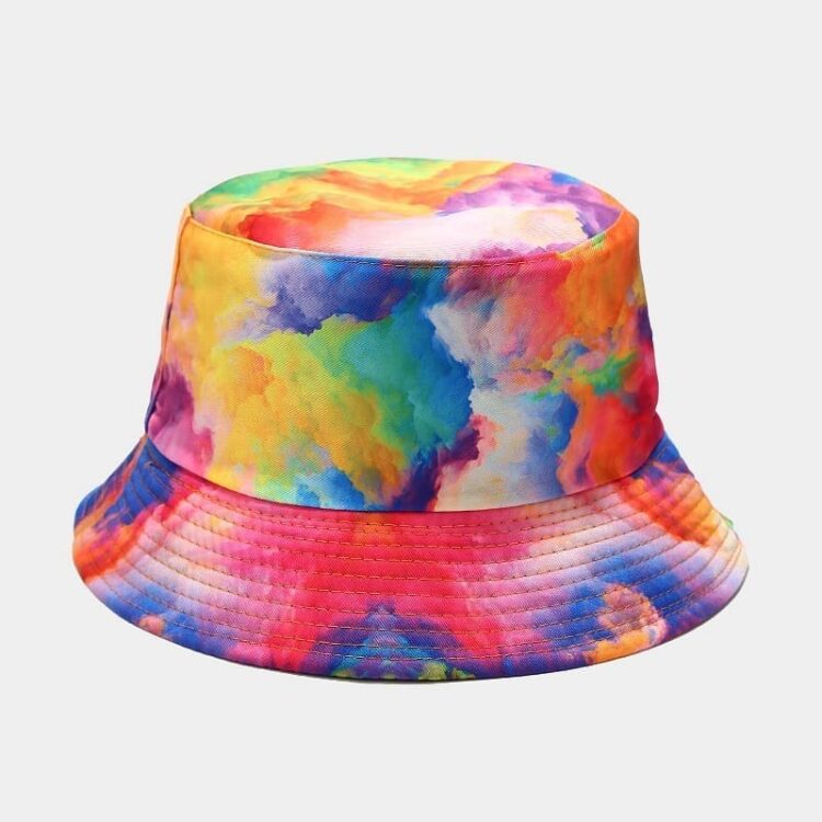Wholesale fashion tie dye bucket hat outdoor fisherman hat double-sided wearing designed adult reversible bucket hat cap