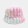 Wholesale women winter fluffy fuzzy bucket hat tie dye vertical stripes plush fisherman cap winter warm faux fur bucket hat