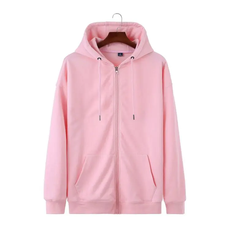 330gsm unisex plain zip up hoodie zipper french terry men's jackets puff print zip up puff print hoodie