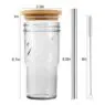 New arrival 24oz clear frosted sublimation glass tumbler with handle coffee beer mug cup with bamboo lids and plastic straw