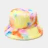 5 colors printed warm plush fuzzy fisherman hat wholesale women winter faux rabbit fur bucket tie die hat