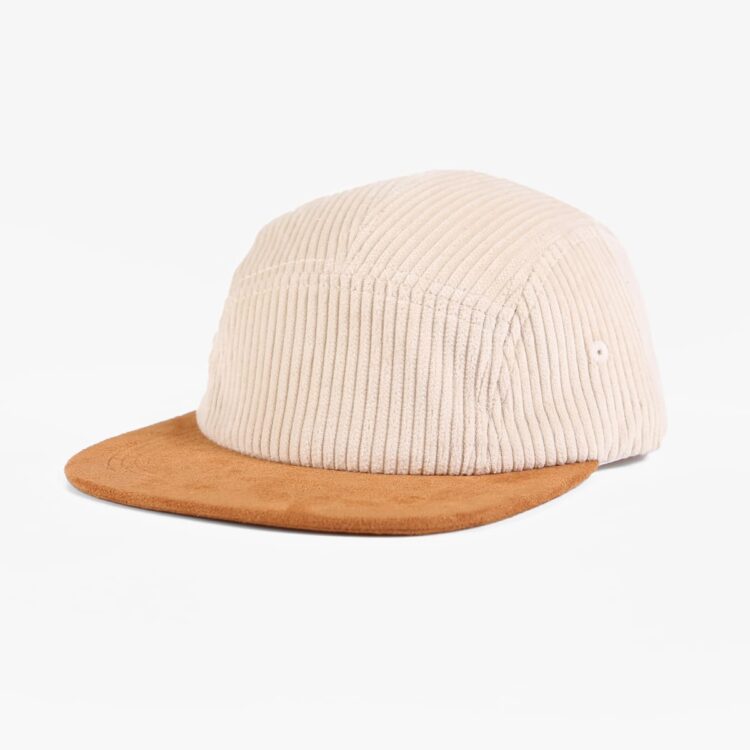 Unstructured 5 panel suede camper hat corduroy flat bill camp cap for outdoor