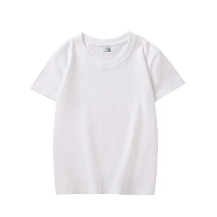 100% combed cotton kids tee tshirts screen printed plain blank white baby boys girls t-shirts with logo