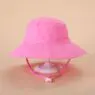 Wholesale plain printed children girl summer cotton custom baby logo sun hat cord blank school with strap kid bucket hat
