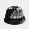 Wholesale women winter fluffy fuzzy bucket hat tie dye vertical stripes plush fisherman cap winter warm faux fur bucket hat