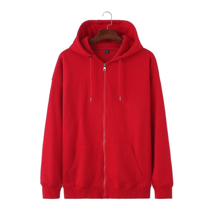 330gsm unisex plain zip up hoodie zipper french terry men's jackets puff print zip up puff print hoodie
