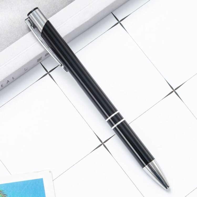 High quality business personalized black gift engraving promotion click metal custom ballpoint pen with laser logo