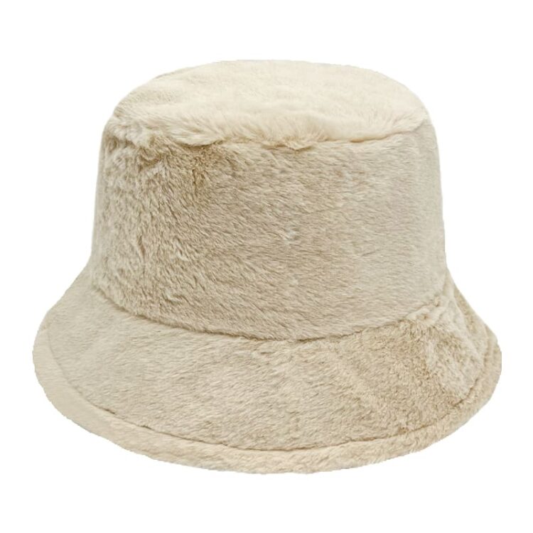 Outdoor warm winter high quality soft furry fisherman cap winter cow faux fur fluffy bucket hats