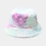 5 colors printed warm plush fuzzy fisherman hat wholesale women winter faux rabbit fur bucket tie die hat